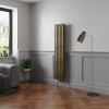 Norden 1600 x 355mm Black Gold Double Vertical Oval Column Designer Radiator