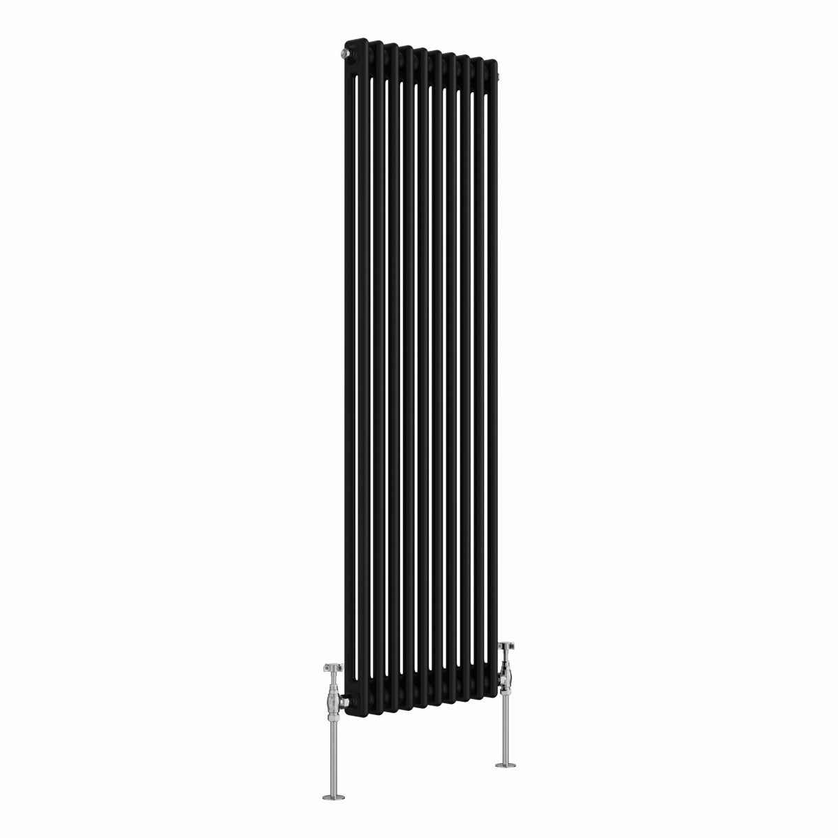 Bern 1500 x 470mm Black Double Column Vertical Traditional Radiator