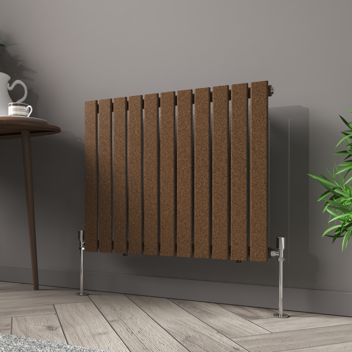 Karlstad 600 x 750mm Black Copper Single Horizontal Flat Panel Designer Radiator