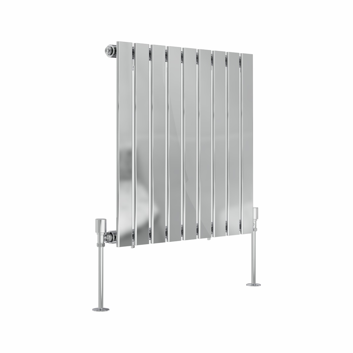 Karlstad 600 x 614mm Chrome Single Horizontal Flat Panel Designer Radiator