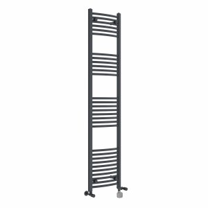 Fjord 1800 x 400mm Dual Fuel Curved Anthracite Thermostatic Electric Heated Towel Rail