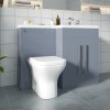 Calm Gloss Grey Right Hand Combination Vanity Unit Basin L Shape with Back to Wall Feel Curved Toilet & Soft Close Seat & Concealed Cistern - 1100mm