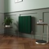 Norden 600 x 591mm Moss Green Double Oval Column Horizontal Designer Radiator