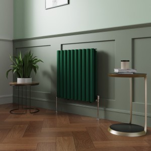 Norden 600 x 591mm Moss Green Double Oval Column Horizontal Designer Radiator