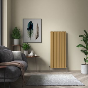 Karlstad 1600 x 682mm Metallic Gold Double Flat Panel Vertical Designer Radiator