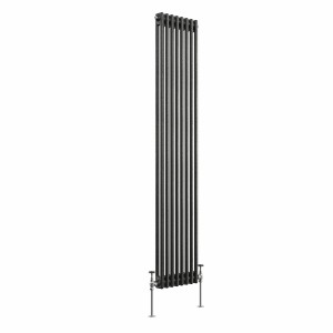 Bern 1800 x 380mm Black Silver Double Column Vertical Traditional Radiator