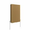 Norden 600 x 414mm Metallic Gold Double Oval Column Horizontal Designer Radiator