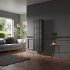 Lulea 1600 x 550mm Black Silver Double Vertical Flat Panel Designer Radiator