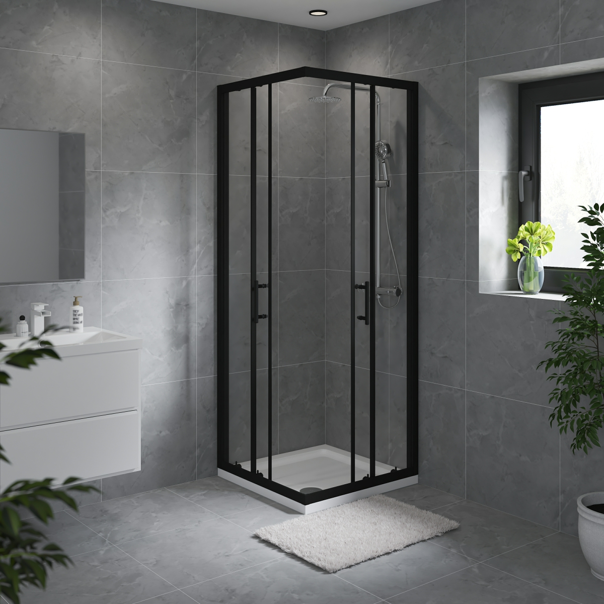 Ennerdale 700 x 700mm Corner Entry Shower Enclosure Black