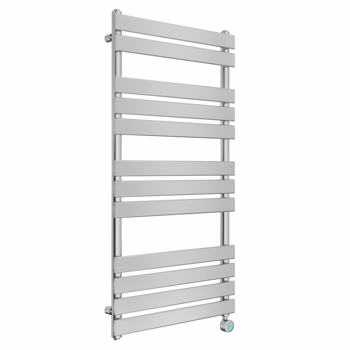 Juva 1200 x 600mm Chrome Flat Panel Thermostatic Touch Control Wifi Electric Heated Towel Rail