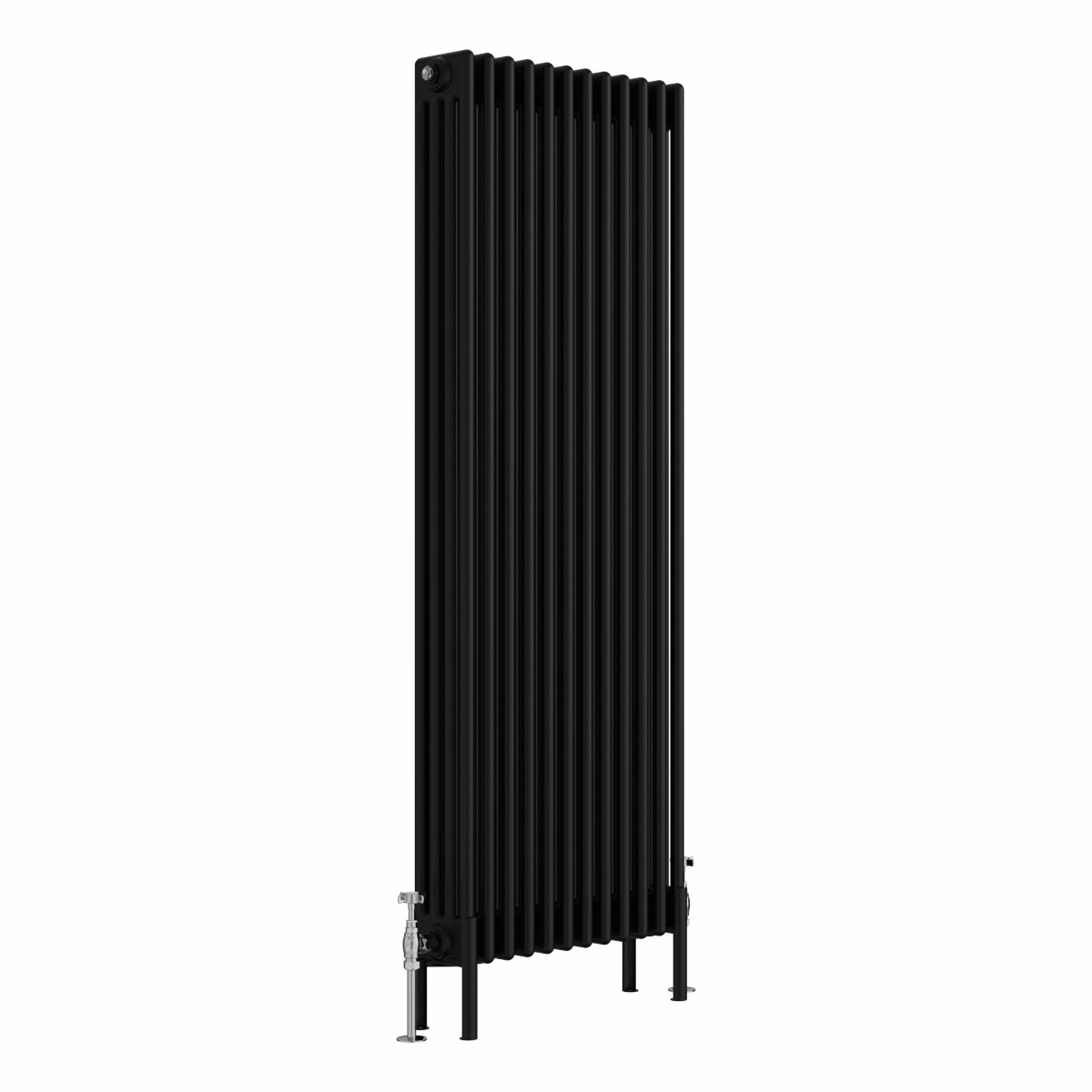Bern 1500 x 560mm Black Four Column Vertical Traditional Radiator