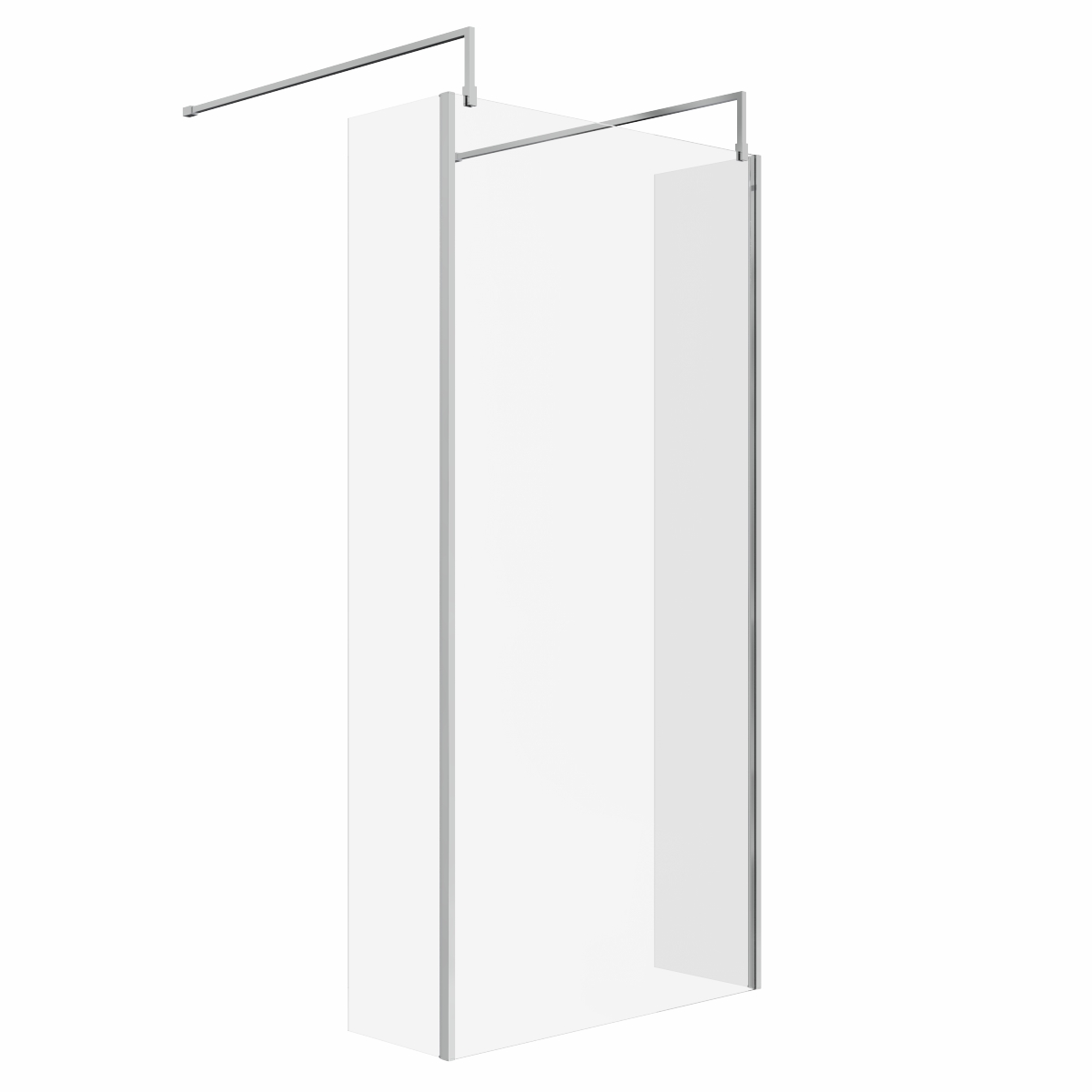 Wasdale 1000mm Chrome Walk Through Wet Room Screen with 300mm Hinged Return Screens & L- Shape Support Arms