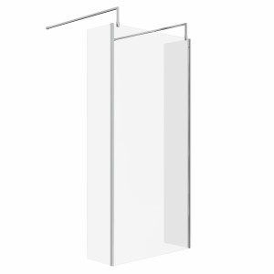 Wasdale 1000mm Chrome Walk Through Wet Room Screen with 300mm Hinged Return Screens & L- Shape Support Arms