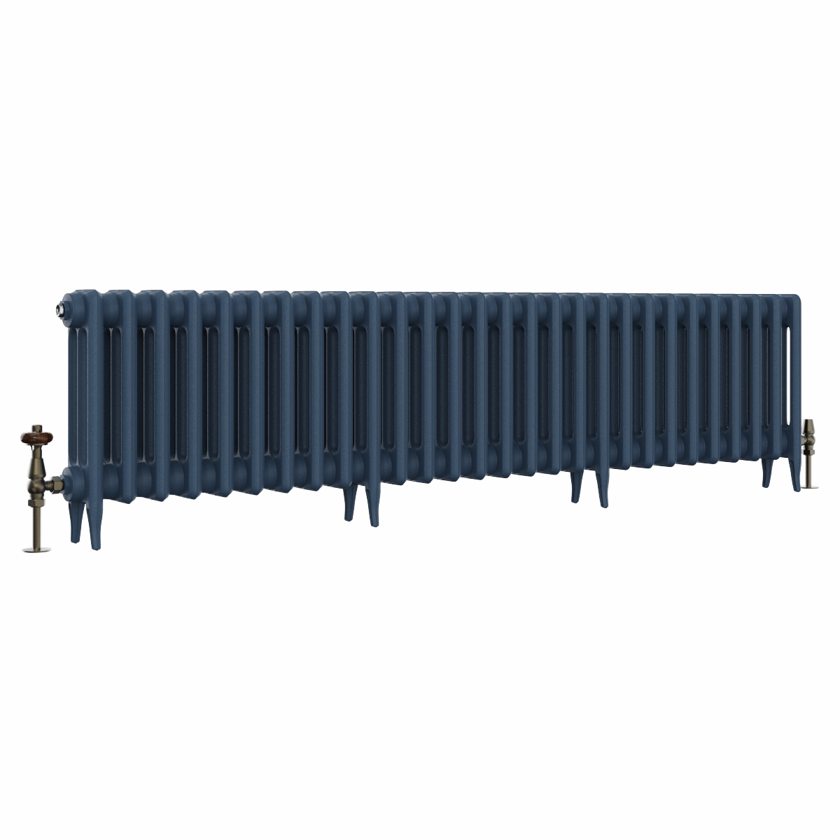 Classic  450 x 1770mm Farrow & Ball Hague Blue Triple Column Cast Iron Radiator - 28 Sections