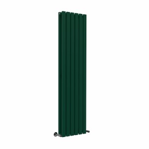 Lulea 1600 x 410mm Moss Green Double Flat Panel Vertical Designer Radiator
