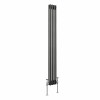 Bern 1500 x 200mm Black Silver Double Column Vertical Traditional Radiator