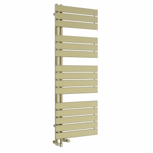 Kristiansund 1380 x 500mm Dual Fuel Brushed Brass Simple Electric Heated Towel Rail