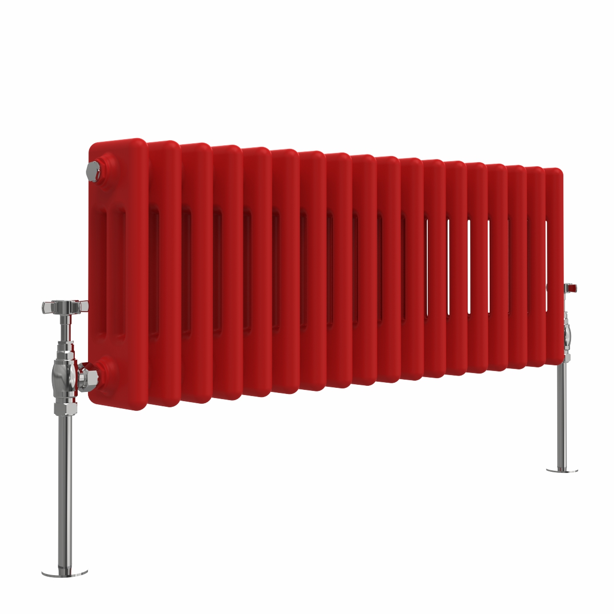 Bern 300 x 830mm Traditional Signal Red Triple Horizontal Column Radiator