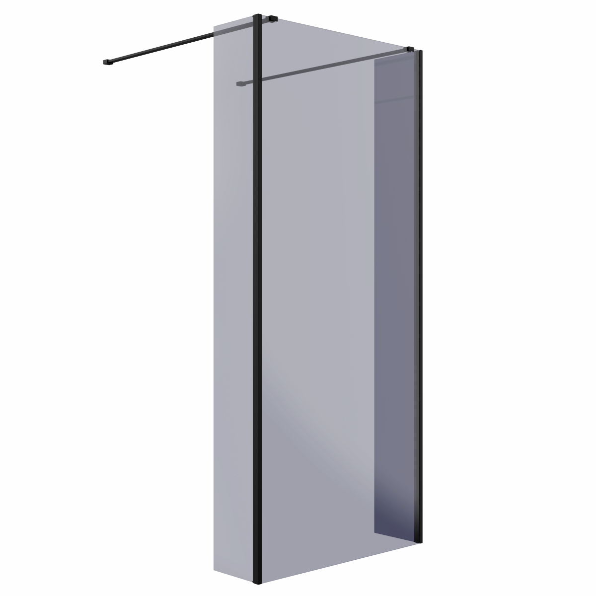 Wasdale 900mm Black Smoked Walk Through Wet Room Screen with 215mm Hinged Return Screens