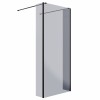 Wasdale 900mm Black Smoked Walk Through Wet Room Screen with 215mm Hinged Return Screen