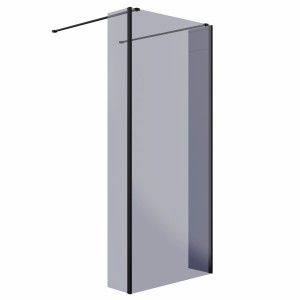 Wasdale 900mm Black Smoked Walk Through Wet Room Screen with 215mm Hinged Return Screens