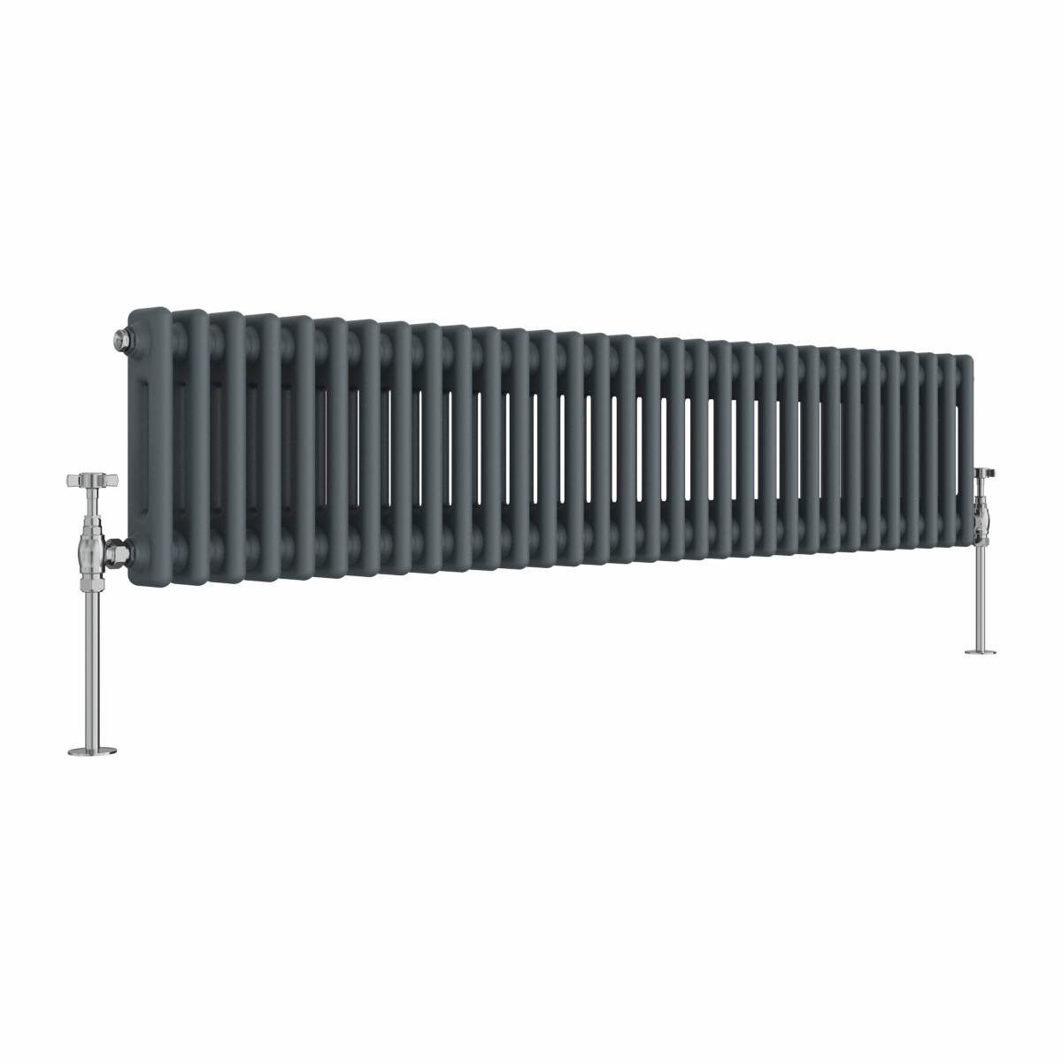 Bern 300 x 1460mm Anthracite Double Column Horizontal Traditional Radiator