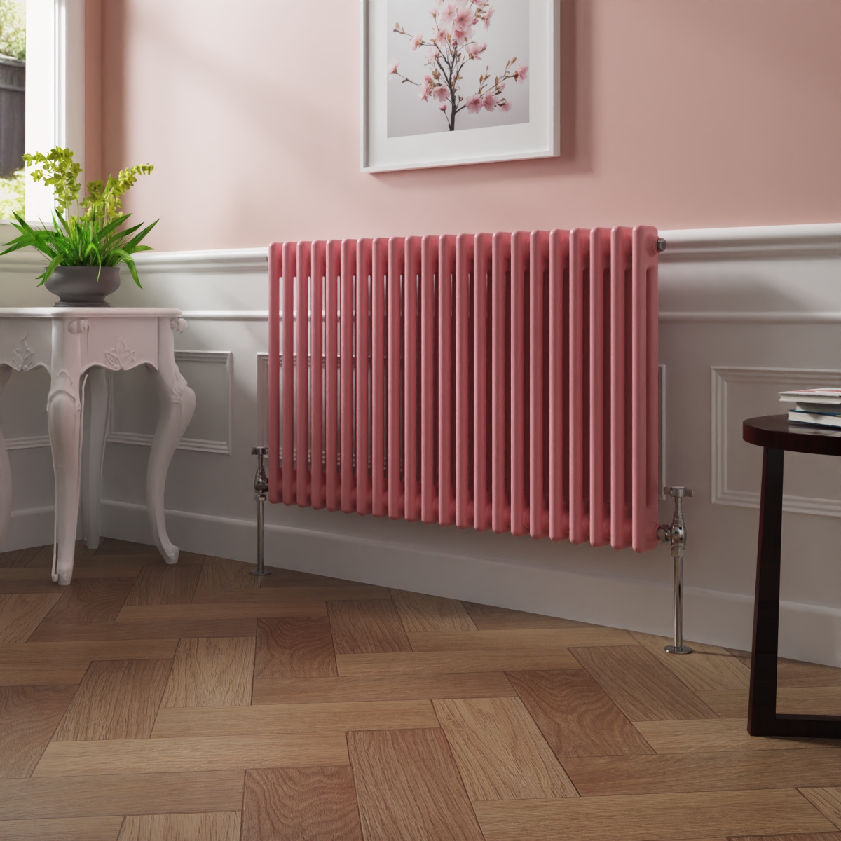 Bern 600 x 1010mm Rose Pink Double Column Horizontal Traditional Radiator