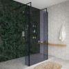 Wasdale 1000mm Black Smoked Walk Through Wet Room Screen with 215mm Hinged Return Screens & L- Shape Support Arms
