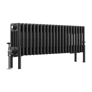 Bern 300 x 1010mm Black Silver Four Column Horizontal Traditional Radiator