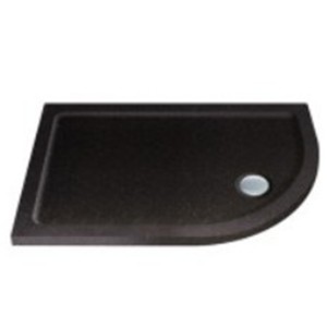 Shower Tray 1200 x 900 mm ABS Stone 550 Radius Right Hand Offset Quad Black Sparkle