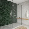 Wasdale 1200mm Black Walk Through Wet Room Screen with 300mm Hinged Return Screens & L- Shape Support Arms