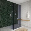 Wasdale 900mm Black Smoked Walk Through Wet Room Screen with 215mm Hinged Return Screens