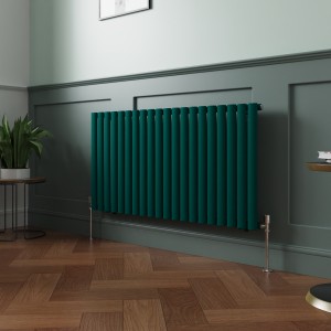 Norden 600 x 1181mm Blue Green Single Oval Column Horizontal Designer Radiator