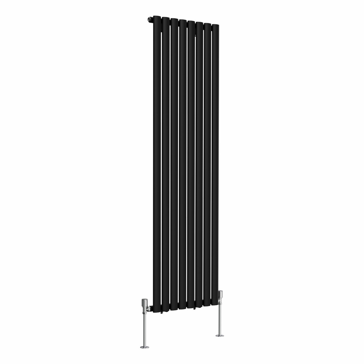 Norden 1600 x 473mm Black Single Vertical Oval Tube Designer Radiator