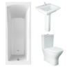 RAK Resort Mini Closed Back Toilet with 550mm Basin Modern Bathroom Suite and Single Ended Bath with Front Panel - 1700 x 700mm
