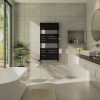Juva 1200 x 600mm Satin Dual Fuel Black Flat Panel Thermostatic Touch Control Electric Heated Towel Rail
