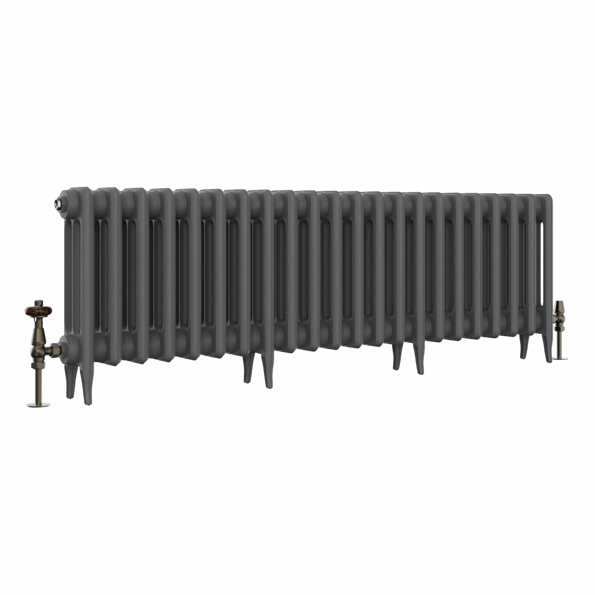 Classic  450 x 1398mm Farrow & Ball Railings Grey Triple Column Cast Iron Radiator - 22 Sections
