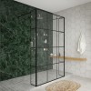 Wasdale 1215mm Black Grid Walk Through Wet Room Screen with 215mm Hinged Return Screens