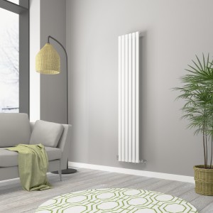 Norden 1800 x 355mm White Single Vertical Oval Tube Designer Radiator