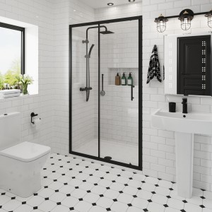Ennerdale - 1100mm Single Sliding Shower Door - Black