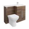 Calm Walnut Right Hand Combination Vanity Unit Basin L Shape with Back to Wall Feel Curved Toilet & Soft Close Seat & Concealed Cistern - 1100mm