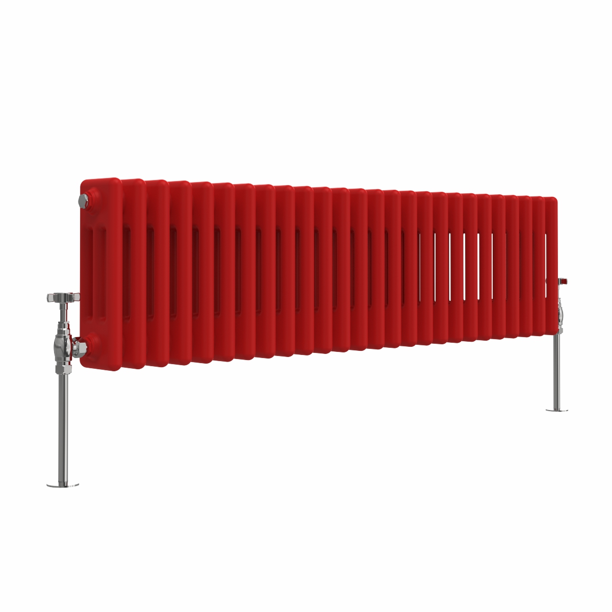 Bern 300 x 1190mm Traditional Signal Red Triple Horizontal Column Radiator