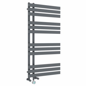 Koli 1200 x 600mm Dual Fuel Anthracite Thermostatic Touch Control Wifi Electric Heated Towel Rail