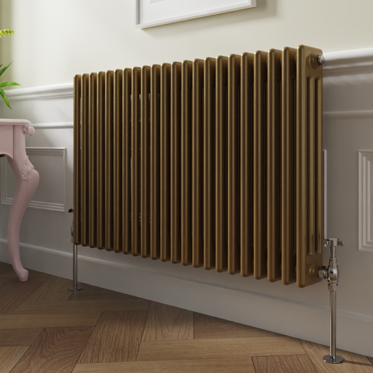 Bern 600 x 1010mm Metallic Gold Triple Horizontal Column Radiator
