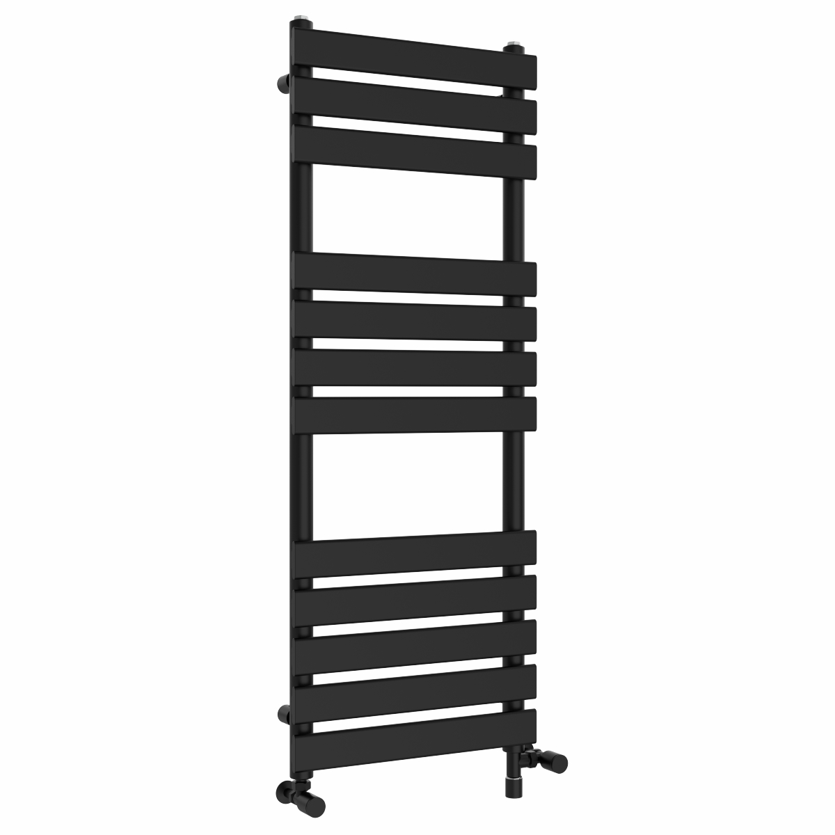 Juva 1200 x 450mm Dual Fuel Satin Black Flat Panel Simple Electric Heated Towel Rail