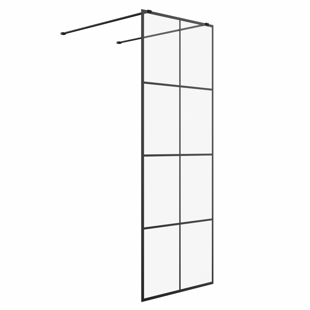 Wasdale 760mm Black Grid Walk Through Wet Room Screen