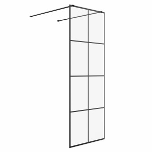 Wasdale 760mm Black Grid Walk Through Wet Room Screen