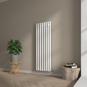 Voss 1600 x 545mm White Single Vertical Round Tube Designer Radiator
