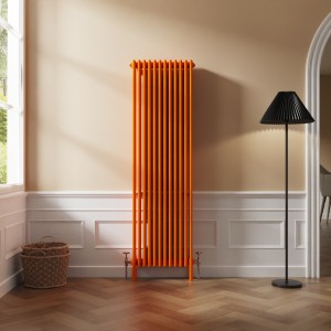 Bern 1800 x 560mm Traditional Bright Orange Vertical Four Column Radiator