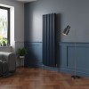 Norden 1800 x 591mm Sapphire Blue Double Vertical Oval Column Designer Radiator
